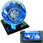 Crystal globe with world map