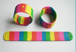 Multi-colored silicone slap bracelet