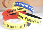 Silicone wristband, 100% silicon, with 1 color logo imprint