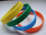 Silicone wristband, Silicon bracelet, 100% silicon, debossed or embossed logo