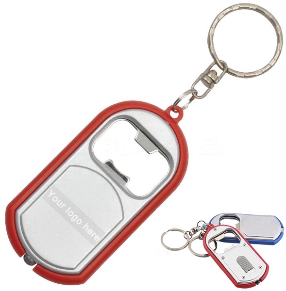 23709082.jpg Custom Imprinted LED Light Keychain with Bottle Opener - Image 1