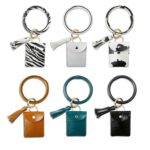 PU Leather Tassel Bracelet ID Credit Cards Holder Keychain - Image 2