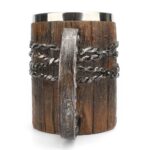 Horseshoe Handle Chain Wooden Barrel Style Beer Mug - Image 2