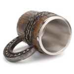 Horseshoe Handle Chain Wooden Barrel Style Beer Mug - Image 5