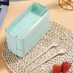 Three layers outdoor picnic wheat plastic bento box - Image 2