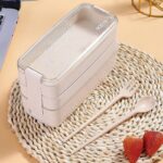 Three layers outdoor picnic wheat plastic bento box - Image 3