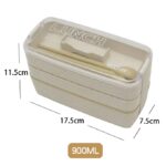Three layers outdoor picnic wheat plastic bento box - Image 4