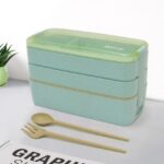 Three layers outdoor picnic wheat plastic bento box - Image 5