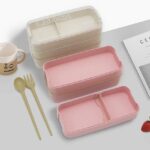 Three layers outdoor picnic wheat plastic bento box - Image 6
