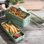 Three layers outdoor picnic wheat plastic bento box - Image 8