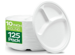 9 Inches Biodegradable Disposable 3 Compartments Plate