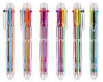 6 Color Transparent Barrel Retractable Pen