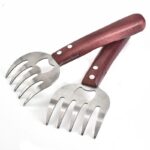 Stainless Steel Meat Claws with Long Wood Handle-2Pcs - Image 2