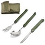 Portable Folding Camping Tool Set With Folk, Spoon, Knife - Image 2