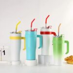 40oz stainless steel water bottle beer cup with straw