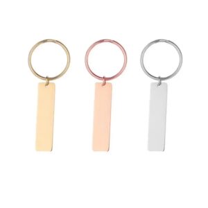 Rectangular Stainless Steel Tag Key Chain