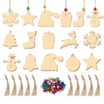 Snowman Christmas Wood Pendant 10 Pieces Set - Image 4