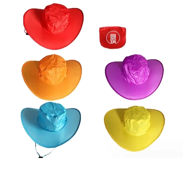 315263580.jpg Promotional Folding Polyester Cap Cowboy Hat - Image 1