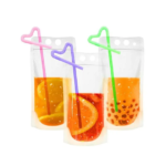 Hand-held closable Zipper Drinking Pouches With Straw - Image 3