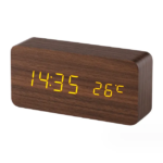 Wooden Alarm Clock with Temperature Display - Image 2