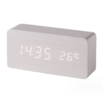 Wooden Alarm Clock with Temperature Display - Image 3