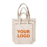 Natural Cotton Solid Color Canvas Tote Bag - Image 4