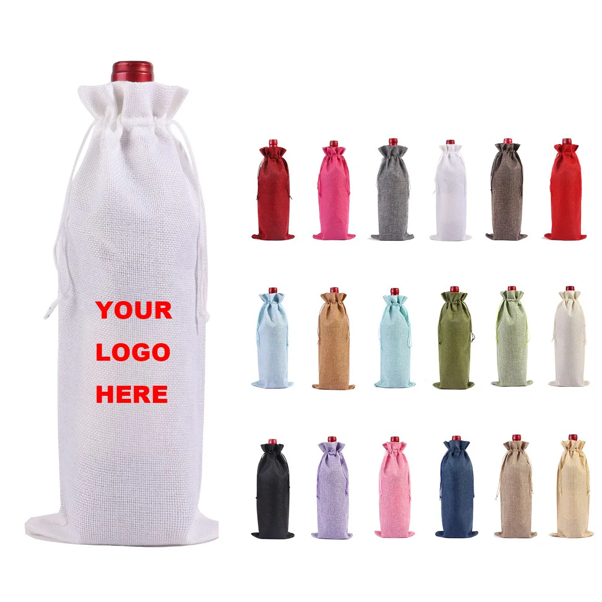 325491032.png Burlap Wine Bag - Image 1