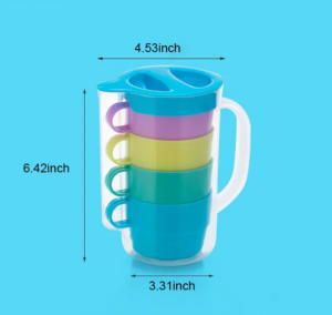 Plastic Kettle Set with 4 Cups - Image 4