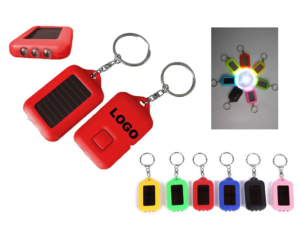 Solar Powered LED Flashlight Keychain